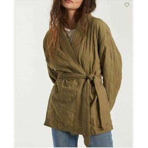 BILLA BONG NEW Quilted‎ Open Front Piece Out Jacket in Sage Small